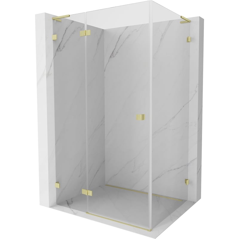 Mexen Lunar L left-hand hinged shower cabin 75 x 80 cm, transparent, brushed gold - 834L-075-080-55-00-L