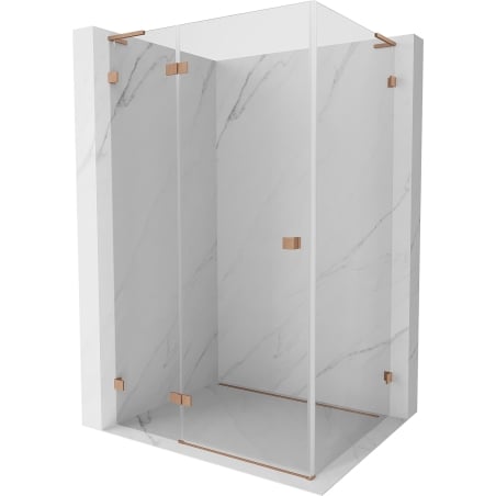 Mexen Lunar L left-hinged shower enclosure 75 x 80 cm, transparent, brushed copper - 834L-075-080-65-00-L