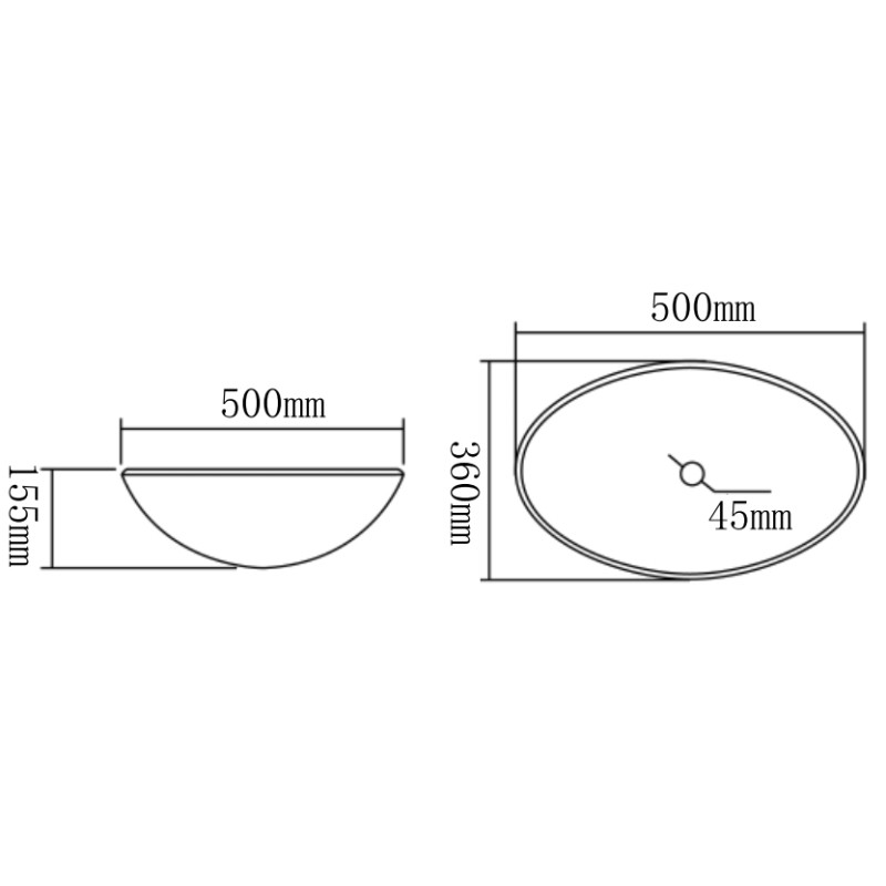 Mexen Goa glazen opzetwastafel 50 x 36 cm, transparant - 24085000