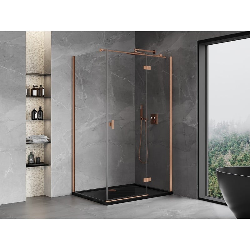 Mexen Mist-H T cabina de ducha batiente derecha 115 x 90 cm, transparente, cobre cepillado - 8A5T-115-090-65-00-P