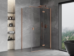 Mexen Mist H T Duschkabine, rechts öffnend, 90 x 120 cm, transparent, gebürstetes Kupfer - 8A5T-090-120-65-00-P