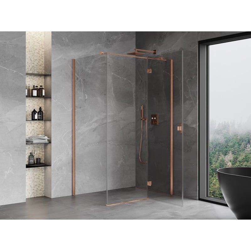 Mexen Mist-H T right pivot shower enclosure 105 x 120 cm, transparent, brushed copper - 8A5T-105-120-65-00-P