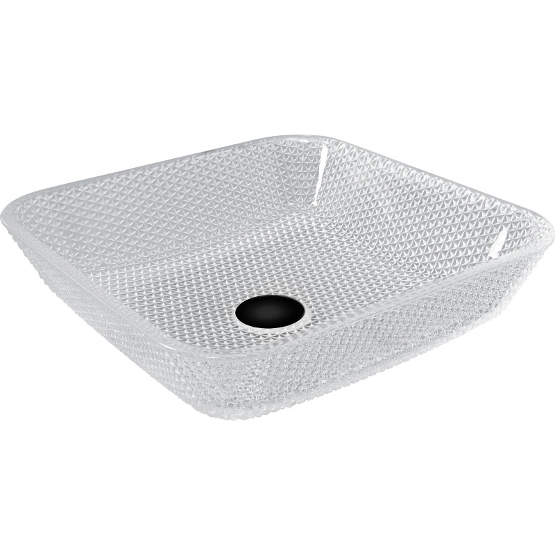 Mexen Mika glazen opbouw waskom 40 x 40 cm, transparant - 24104000