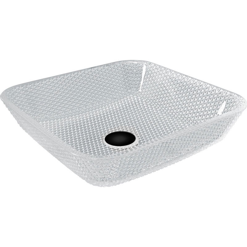 Mexen Mika γυάλινος νιπτήρας επιτραπέζιος 40 x 40 cm, διάφανος - 24104000