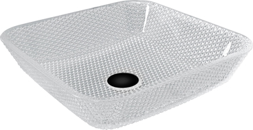 Mexen Mika glazen opbouw waskom 40 x 40 cm, transparant - 24104000