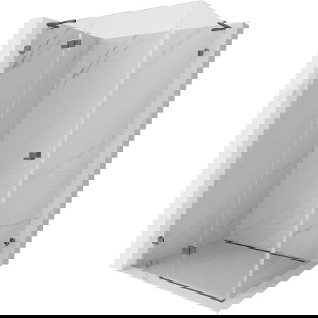 Mexen Lunar L draaideur douchewand links 85 x 90 cm, transparant, geborsteld gun grijs - 834L-085-090-66-00-L