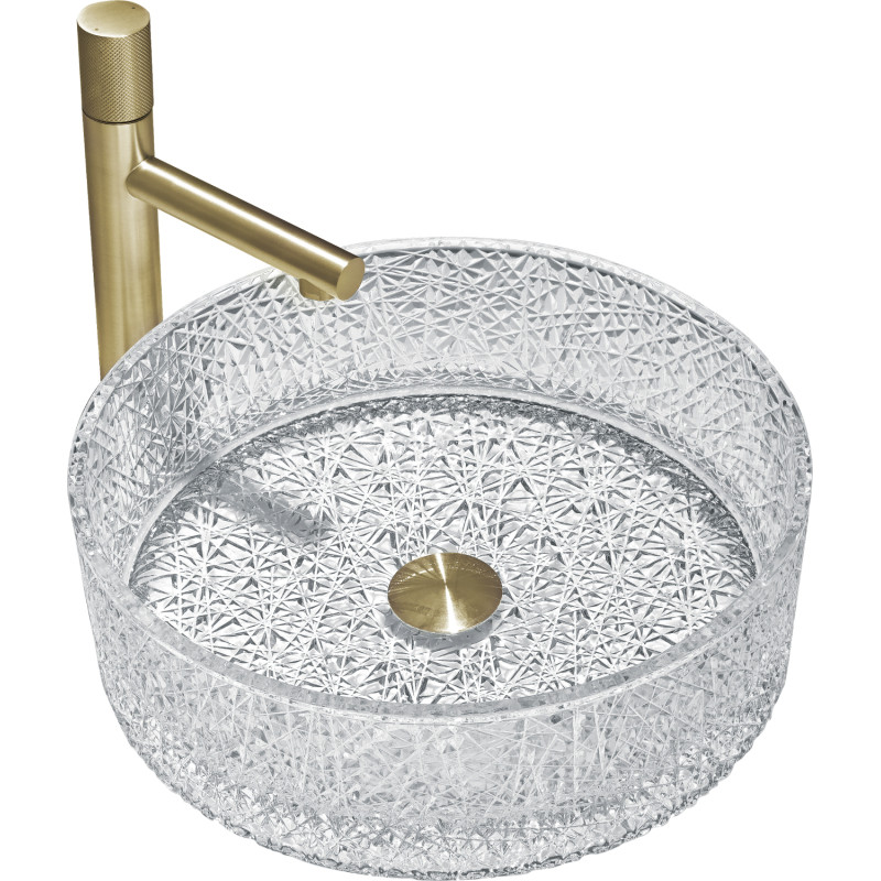 Mexen Dema lavabo de cristal sobre encimera 39 x 39 cm, transparente - 24043900