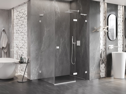 Mexen Lunar L right-hinged shower cabin 75 x 80 cm, transparent, white - 834L-075-080-20-00-P