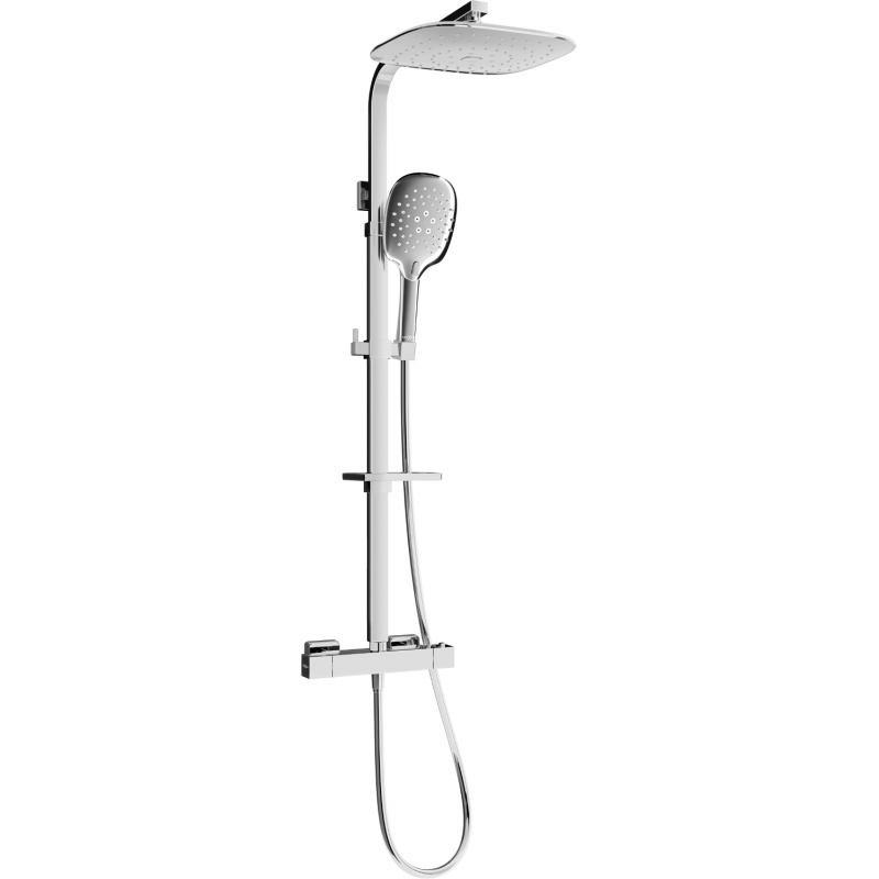 Mexen CQ22 conjunto de ducha expuesto con rociador y grifo termostático, cromo - 772502295-00