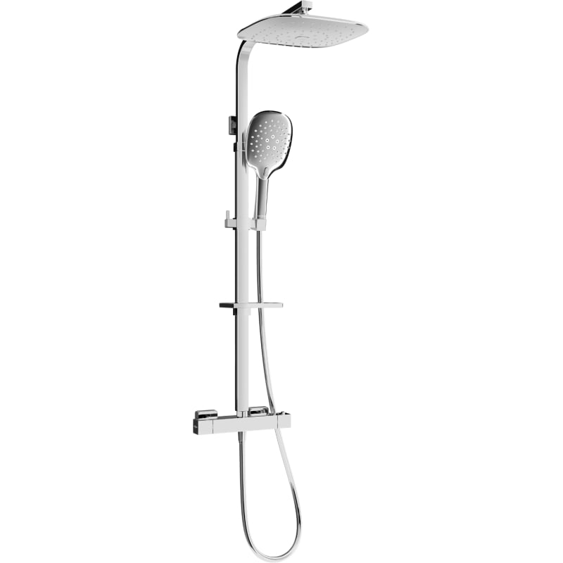 Mexen CQ22 exposed shower set with rain showerhead and thermostatic faucet, chrome - 772502295-00