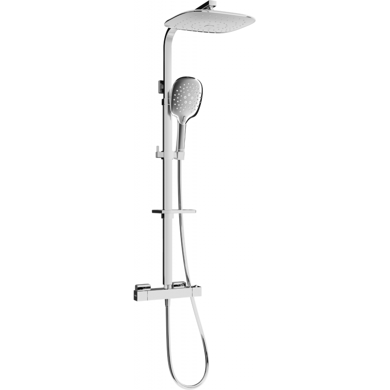 Mexen CQ22 exposed shower set with rain showerhead and thermostatic mixer, chrome - 772502295-00