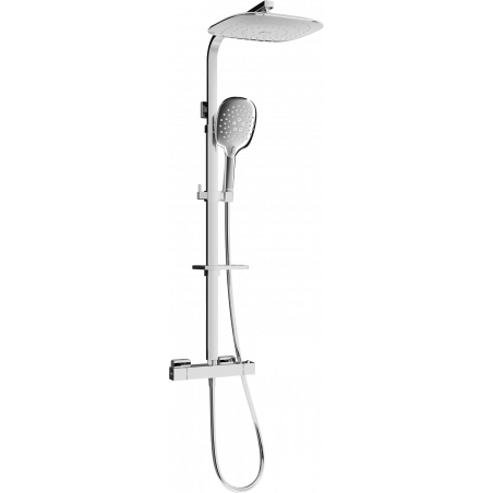 Mexen CQ22 exposed shower set with rain showerhead and thermostatic mixer, chrome - 772502295-00