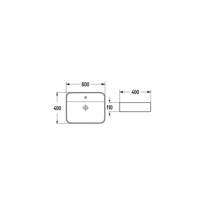 Mexen Sofia Waschbecken op der Uewerfläch 60 x 40 cm, wäiss - 22156000