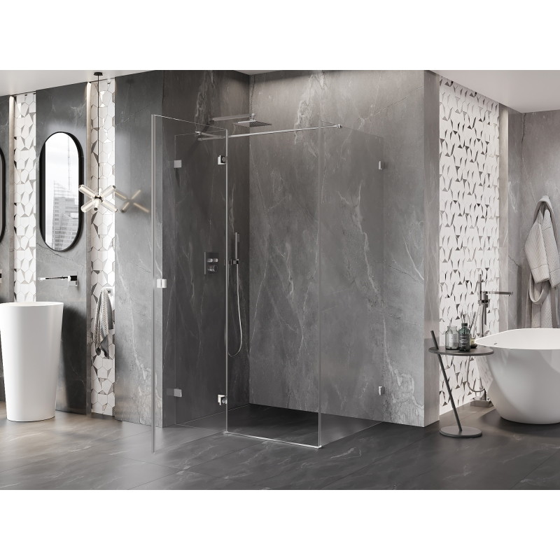 Mexen Lunar T vasakukäeline dušinurk 80 x 110 cm, läbipaistev, kroom - 834T-080-110-01-00-L
