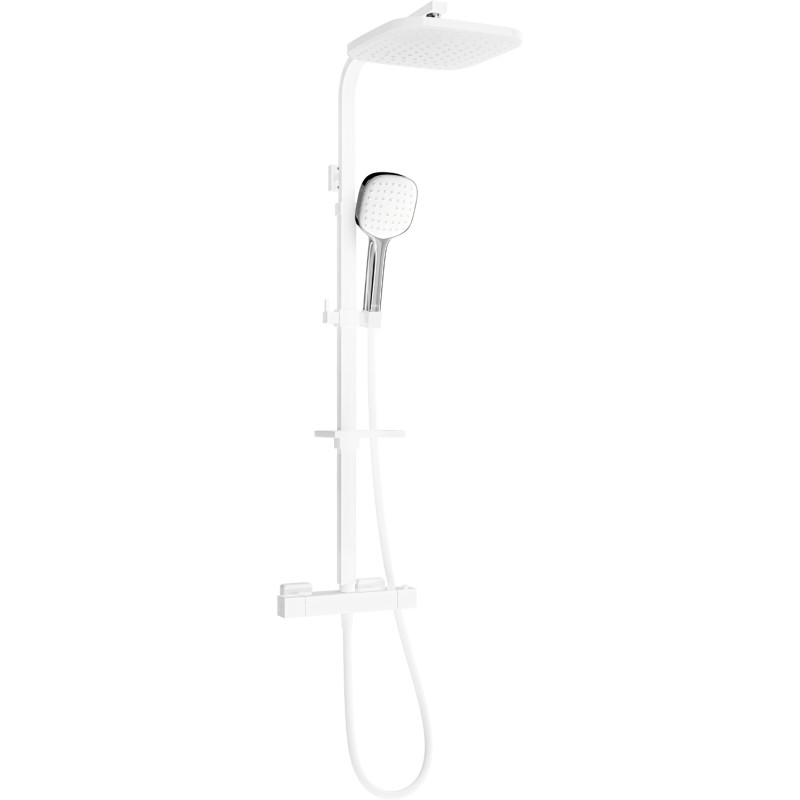 Mexen CQ33 surface-mounted shower set with rain shower and thermostatic mixer, white/chrome - 772503395-21