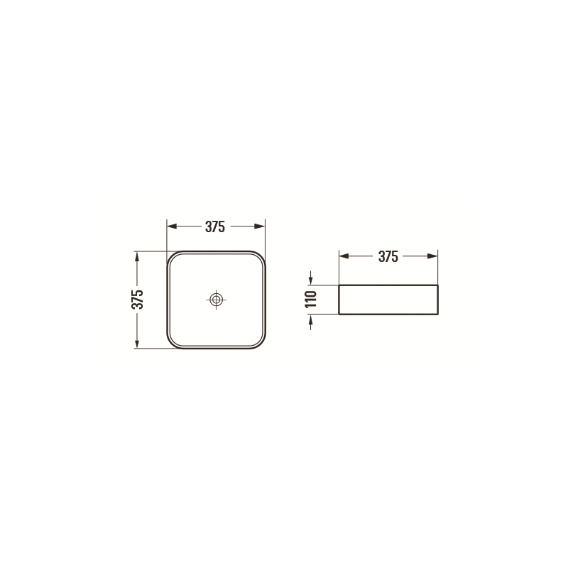 Mexen Vena lavabo sobre encimera 37 x 37 cm, negro mate - 22193785