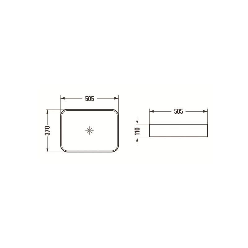 Mexen Vena bovenblad wastafel 50 x 37 cm, lichtgrijs mat - 22195061