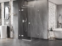 Mexen Lunar T linke, schwenkbare Duschkabine 70 x 70 cm, transparent, weiß - 834T-070-070-20-00-L