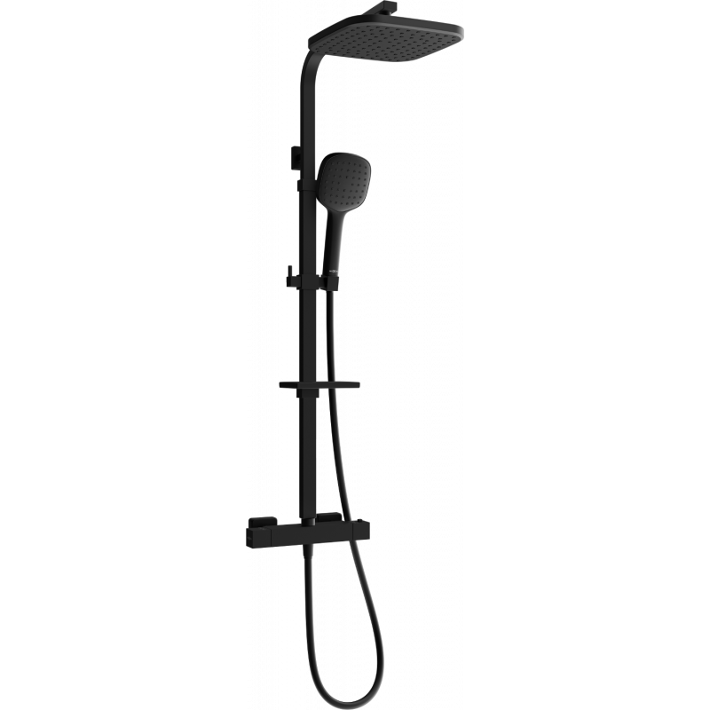 Mexen CQ33 Aufputz-Duschset mit Regenbrause und Thermostatarmatur, schwarz - 772503395-70