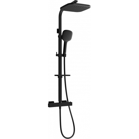 Mexen CQ33 exposed shower set with rain showerhead and thermostatic faucet, black - 772503395-70