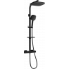 Mexen CQ33 exposed shower set with rain shower head and thermostatic mixer, black - 772503395-70