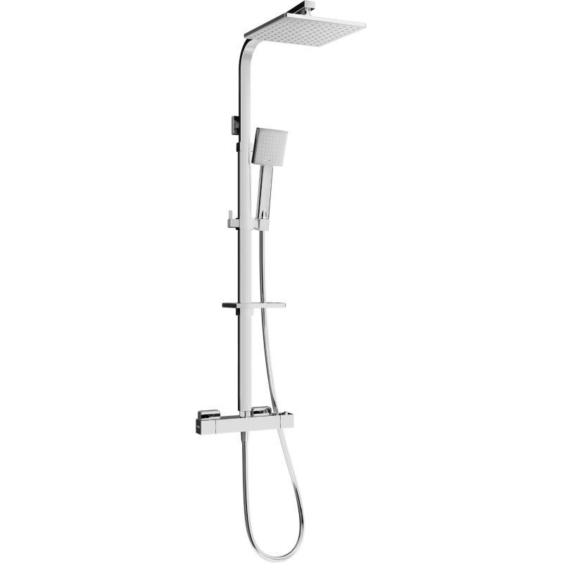 Mexen CQ45 conjunto de chuveiro de sobrepor com chuveiro de teto e misturadora termostática, cromado - 772504595-00