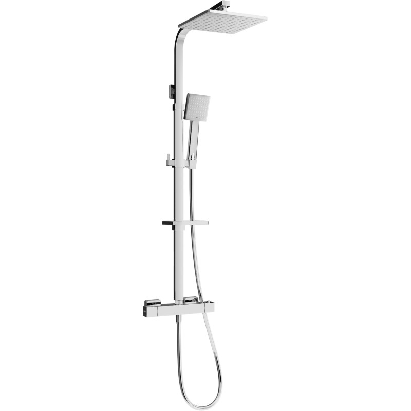 Mexen CQ45 exposed shower set with rain showerhead and thermostatic faucet, chrome - 772504595-00