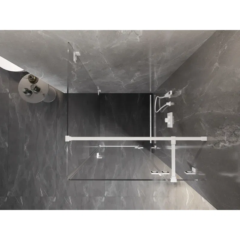 Mexen Lunar T rechts öffnende Duschkabine 70 x 70 cm, transparent, weiß - 834T-070-070-20-00-P