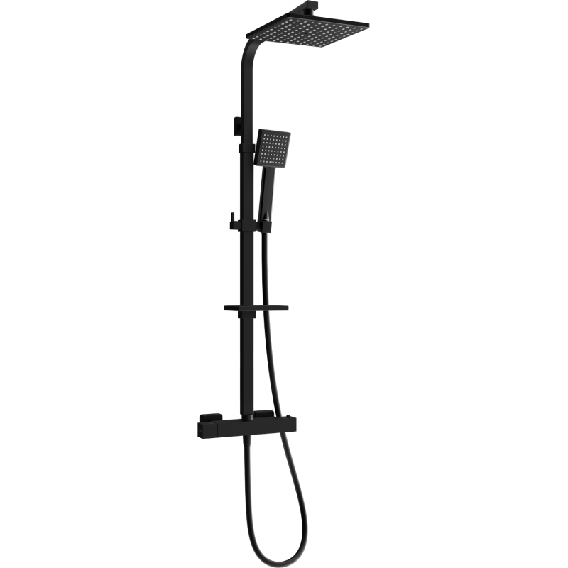 Mexen CQ45 conjunto de chuveiro de superfície com chuveiro de mão e misturadora termostática, preto - 772504595-70