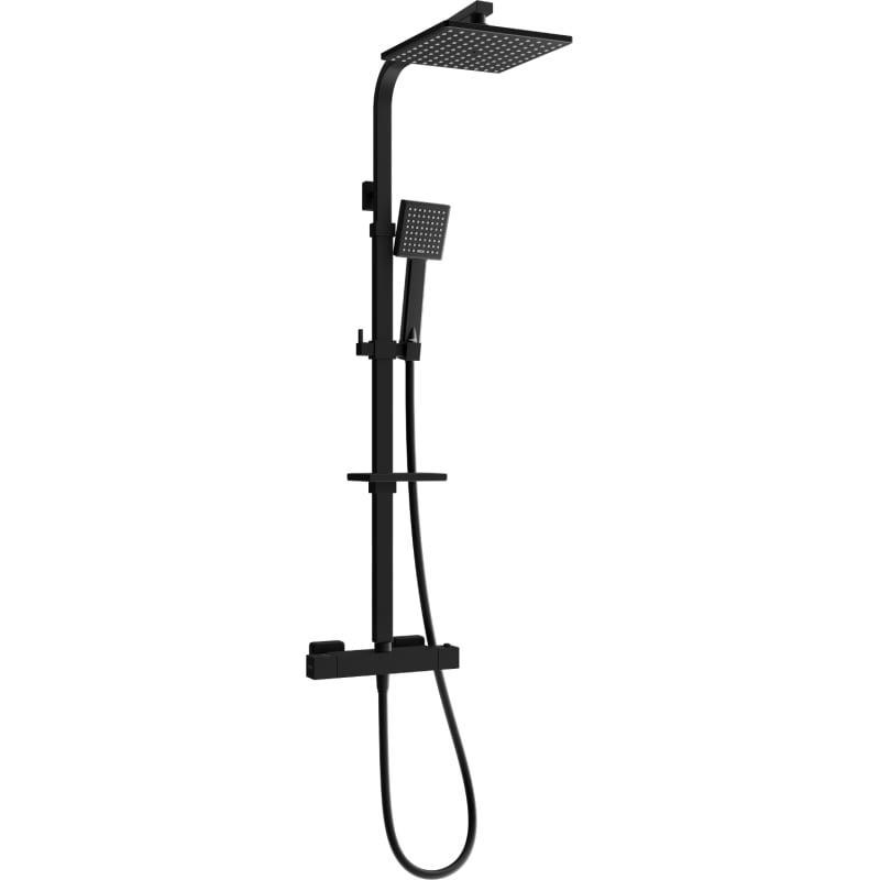 Mexen CQ45 surface-mounted shower set with rain shower and thermostatic faucet, black - 772504595-70