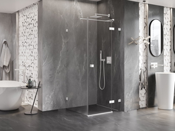 Mexen Lunar T cabine de douche pivotante droite 80 x 80 cm, transparente, blanche - 834T-080-080-20-00-P