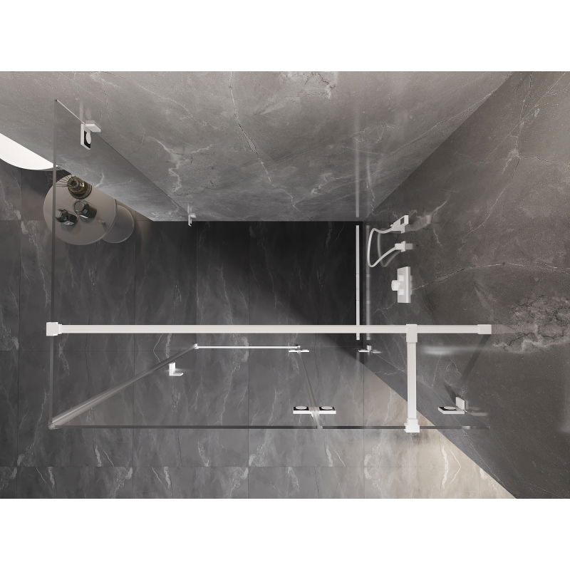 Mexen Lunar T rutschenauer duschkabine 80 x 100 cm, transparent, wäiss - 834T-080-100-20-00-P