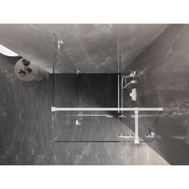 Mexen Lunar T cabine de duche de abrir à direita 90 x 90 cm, transparente, branca - 834T-090-090-20-00-P