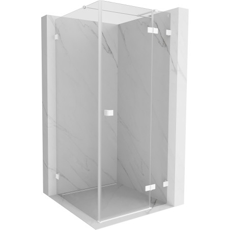 Mexen Lunar T parem, paremale avanev dušinurk 100 x 100 cm, läbipaistev, valge - 834T-100-100-20-00-P