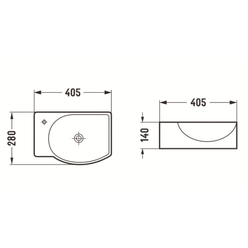 Mexen Mista right countertop washbasin 40 x 28 cm, white - 22174000R