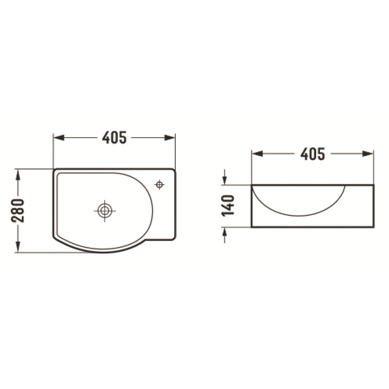 Mexen Mista linkerdeblad waskom 40 x 28 cm, wit - 22174000L