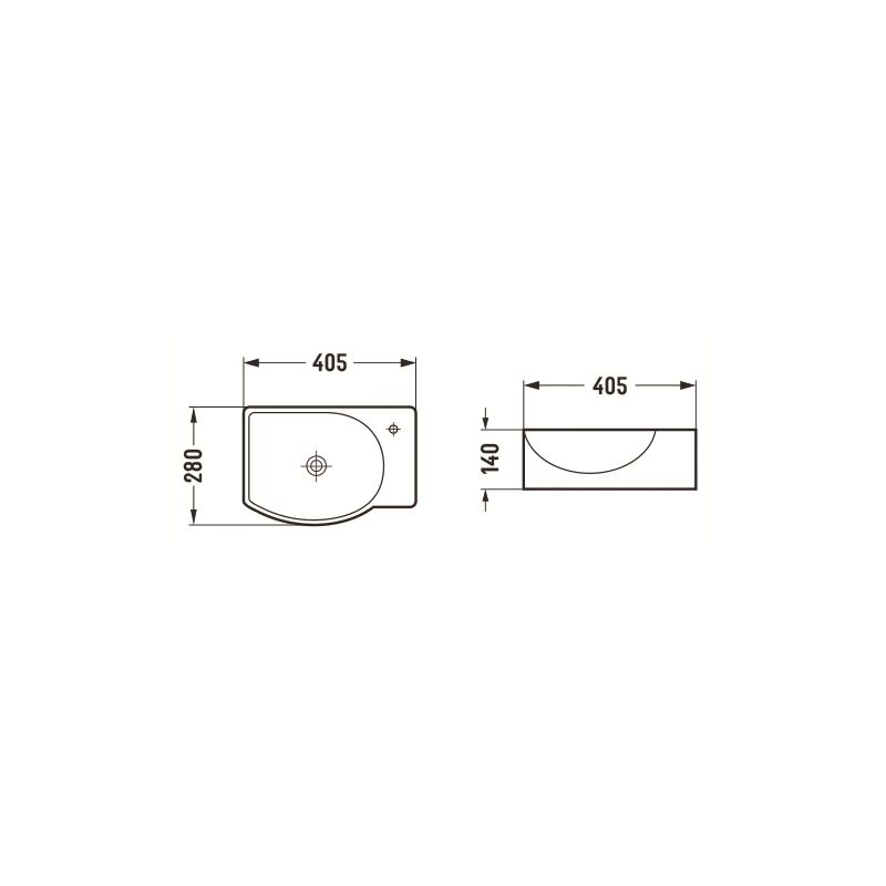 Mexen Mista bovenblad wastafel links 40 x 28 cm, mat zwart - 22174085L