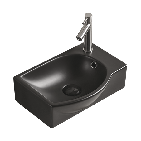 Mexen Mista Aufsatz-Waschtisch links 40 x 28 cm, schwarz matt - 22174085L