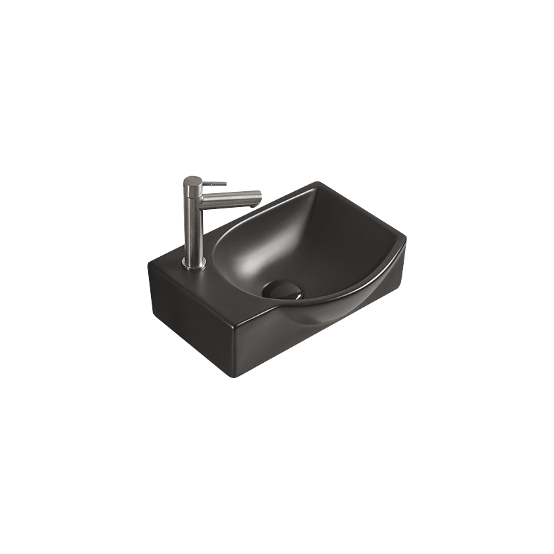Mexen Mista Aufsatzwaschbecken rechts 40 x 28 cm, schwarz matt - 22174085R