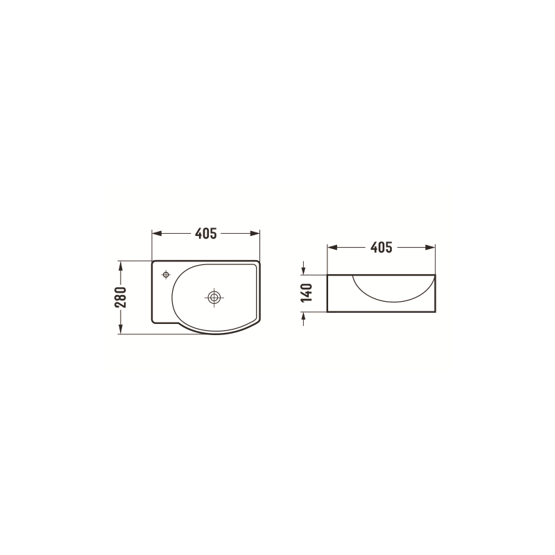 Mexen Mista Rechte Aufsatzwaschbecken 40 x 28 cm, schwarz matt - 22174085R