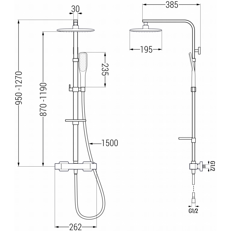 Mexen CQ49 ensemble de douche encastré avec pomme de douche et robinet thermostatique, blanc/or - 772504995-25