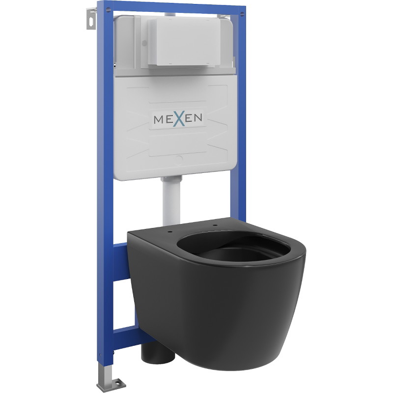 Mexen Carmen WC podžbukni okvir s Fenix Slim WC školjkom, crni mat - 6103388XX85