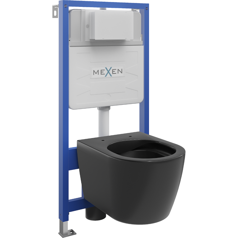 Mexen ensemble encastré WC châssis Fenix Slim avec cuvette WC Carmen, noir mat - 6103388XX85