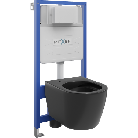 Mexen Carmen εντοιχιζόμενο σετ WC Fenix Slim με λεκάνη WC, μαύρο ματ - 6103388XX85