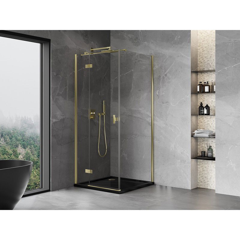 Mexen Mist-H T cabine de douche pivotante gauche 100 x 100 cm, transparent, or - 8A5T-100-100-50-00-L
