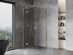 Mexen Mist H T Duschkabine mit Schwingtür links 80 x 80 cm, transparent, gold - 8A5T-080-080-50-00-L