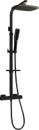Mexen CQ49 utanpåliggande duschset med regndusch och termostatblandare, svart/guld - 772504995-75