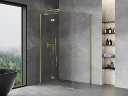 Mexen Mist H T Duschkabine schwenkbar links 120 x 90 cm, transparent, gold - 8A5T-120-090-50-00-L