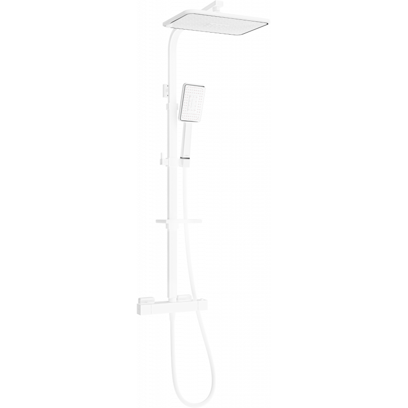 Mexen CQ54 Aufputz-Duschset mit Regenbrause und Thermostatarmatur, Weiß/Chrom - 772505495-21