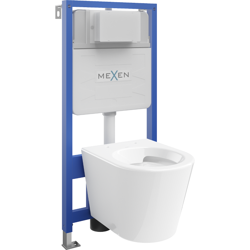 Mexen Rico conjunto empotrado WC bastidor Fenix Slim con taza WC, blanco brillo - 6103372XX00